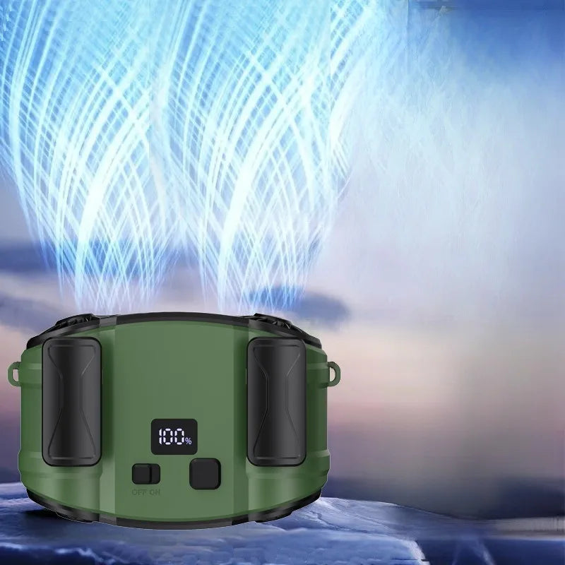 Outdoor Double Air Outlet Fan Portable Waist Hanging Neck Strong Dual Air Vents Fans For Travel Sports Courier Outdoor Working