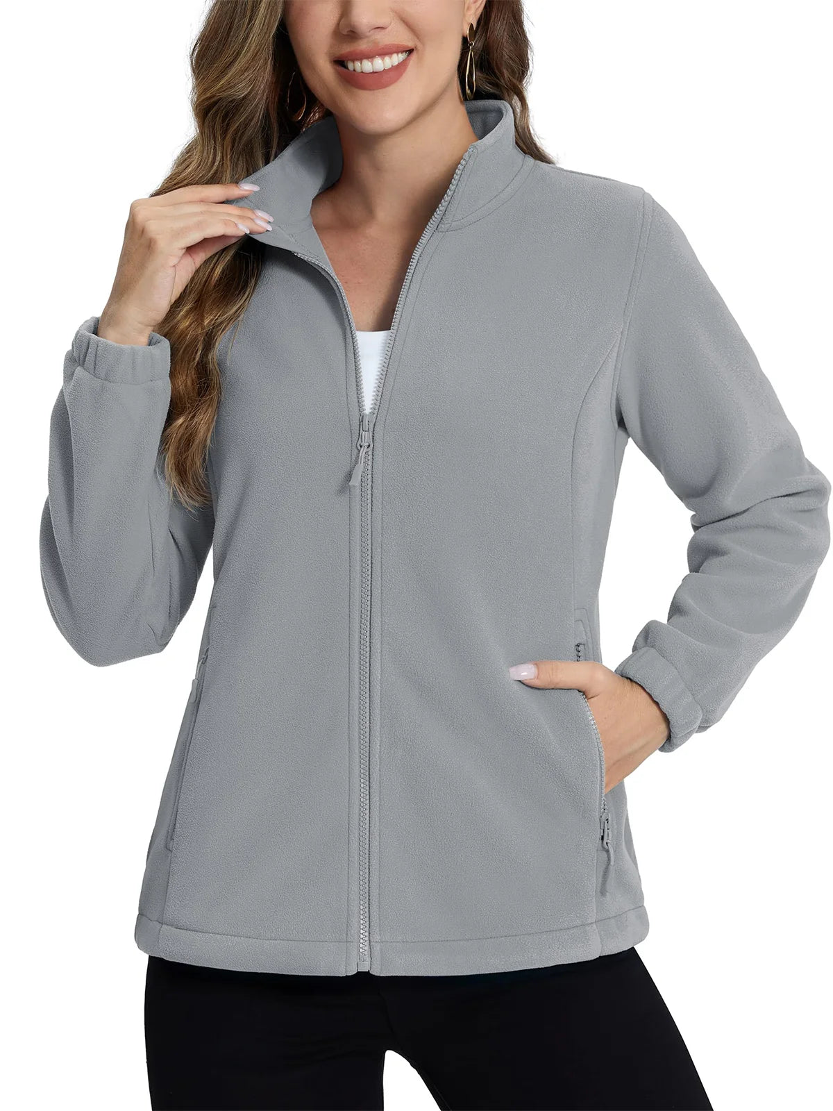 TACVASEN Women's Winter Fleece Jacket Lightweight Full Zip Sweatshirts Coat Casual Zipper Soft Warm Sweaters Outwear Female