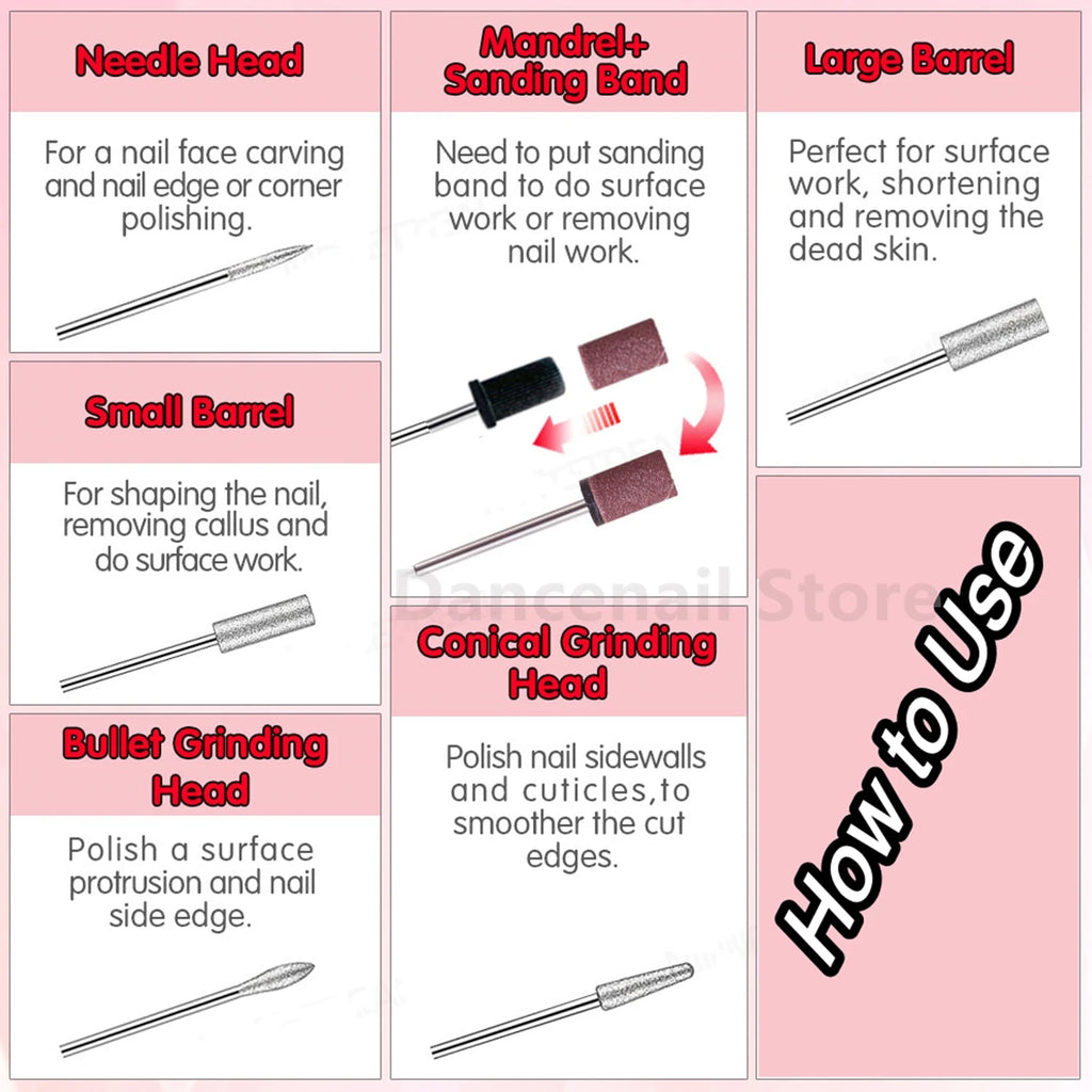 Professional Nail Drill Electric Machine File Grinder Acrylic Nails 35000RPM Home Salon Polisher Manicure Pedicure Remove Buffer