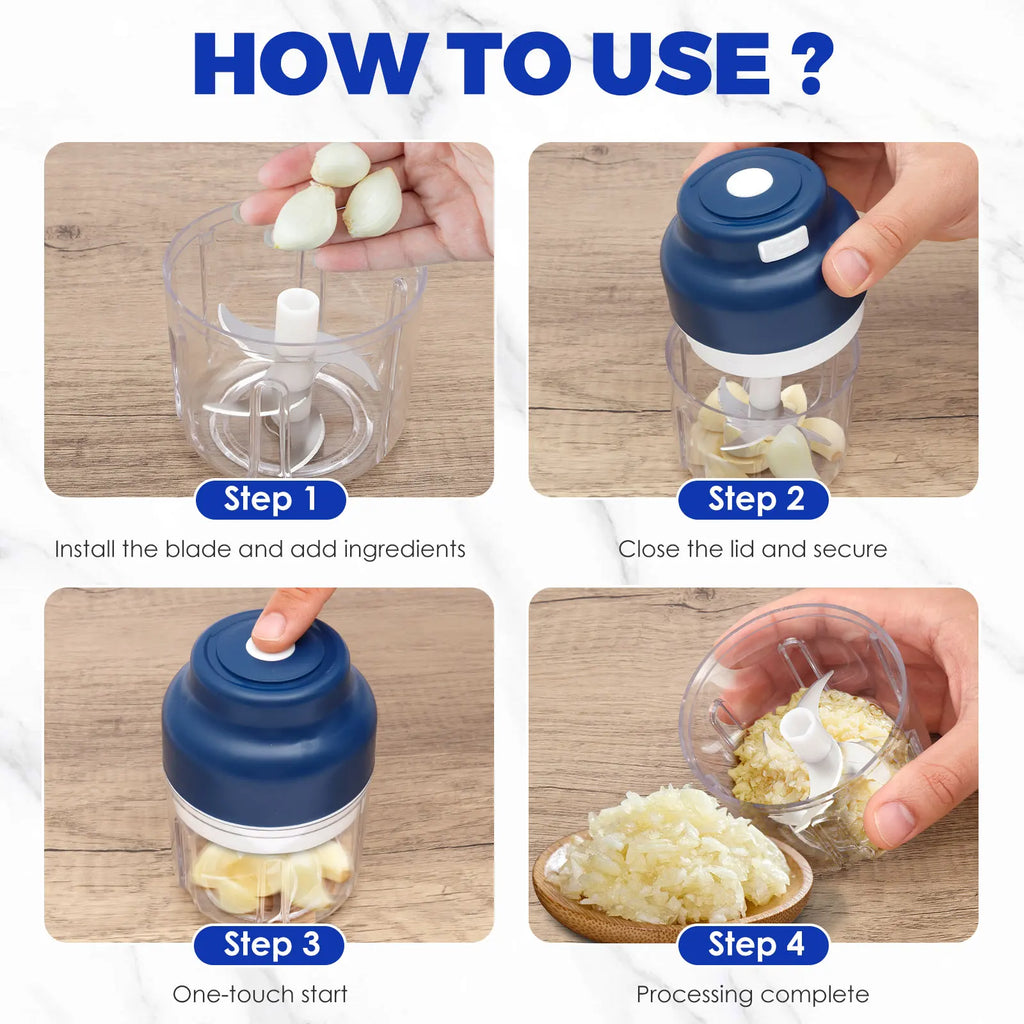 Electric Mini Garlic Chopper 250/320 ML USB Charging Meat Grinder Detachable Garlic Mincer Kitchen Tools for Crushing Vegetables