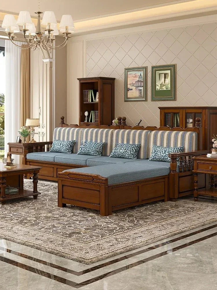 Solid wood sofa living room concubine combination small apartment dual-purpose storage