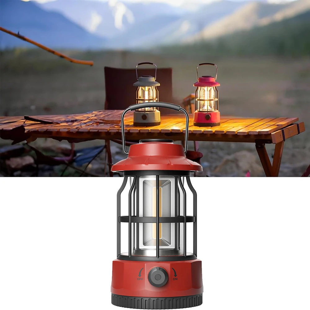 LED Camping Lantern, Vintage Metal Camp Light, Camping Lights, Portable, Outdoor Tent Bulb, Outages