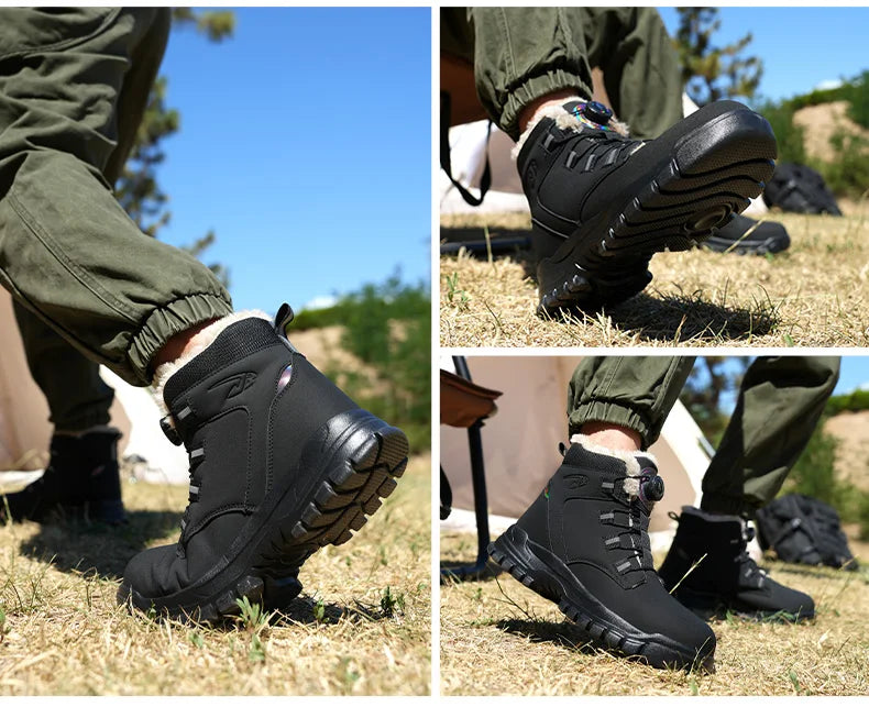 Size 47 48 Winter Work Safety Boots Men Steel Toe Work Shoes Rotating Button Waterproof Protective Men Safety Shoes Footwear