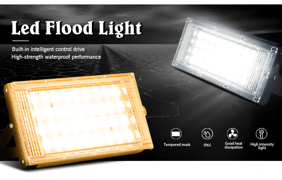 LED Flood Light 50W 100W AC110V 220V Outdoor IP65 Waterproof Reflector Spotlight Street Light Wall Lamps Garden Lighting