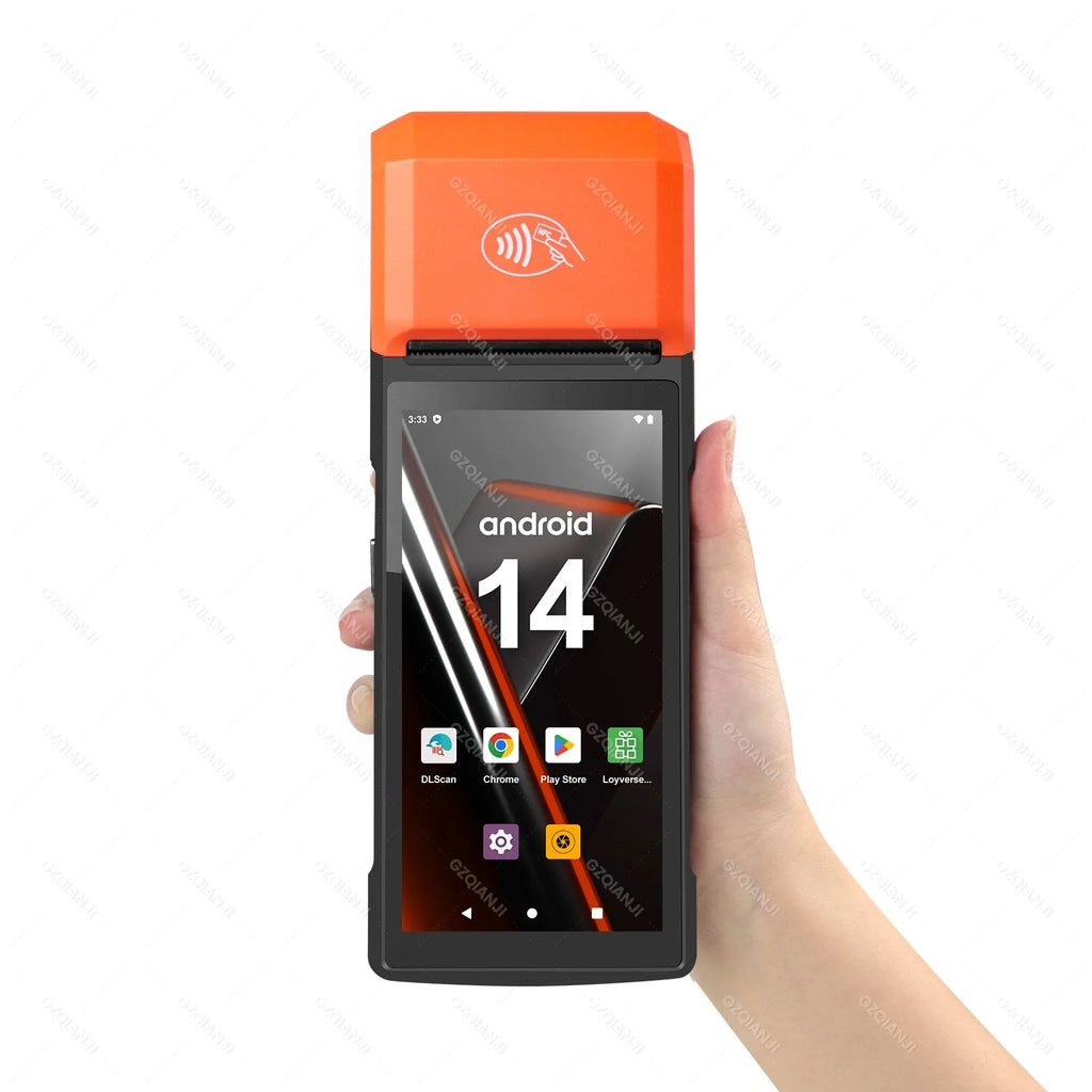 Intelligent Mobile Handheld PDA Terminal Receipt Printer 5.5'' Touch Screen Wireless Connectivity 1D/2D Reader Android 13/14