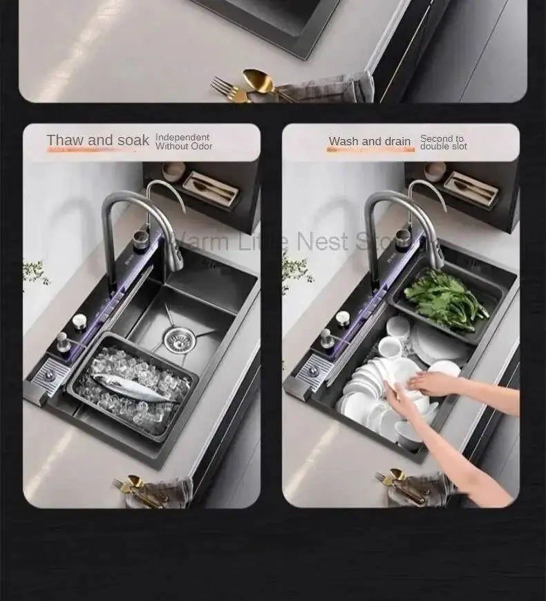 Smart Creative Kitchen Sinks for Apartments Modern Metal Multi-functional Sinks Luxury Household Kitchen Sinks for Rental Houses