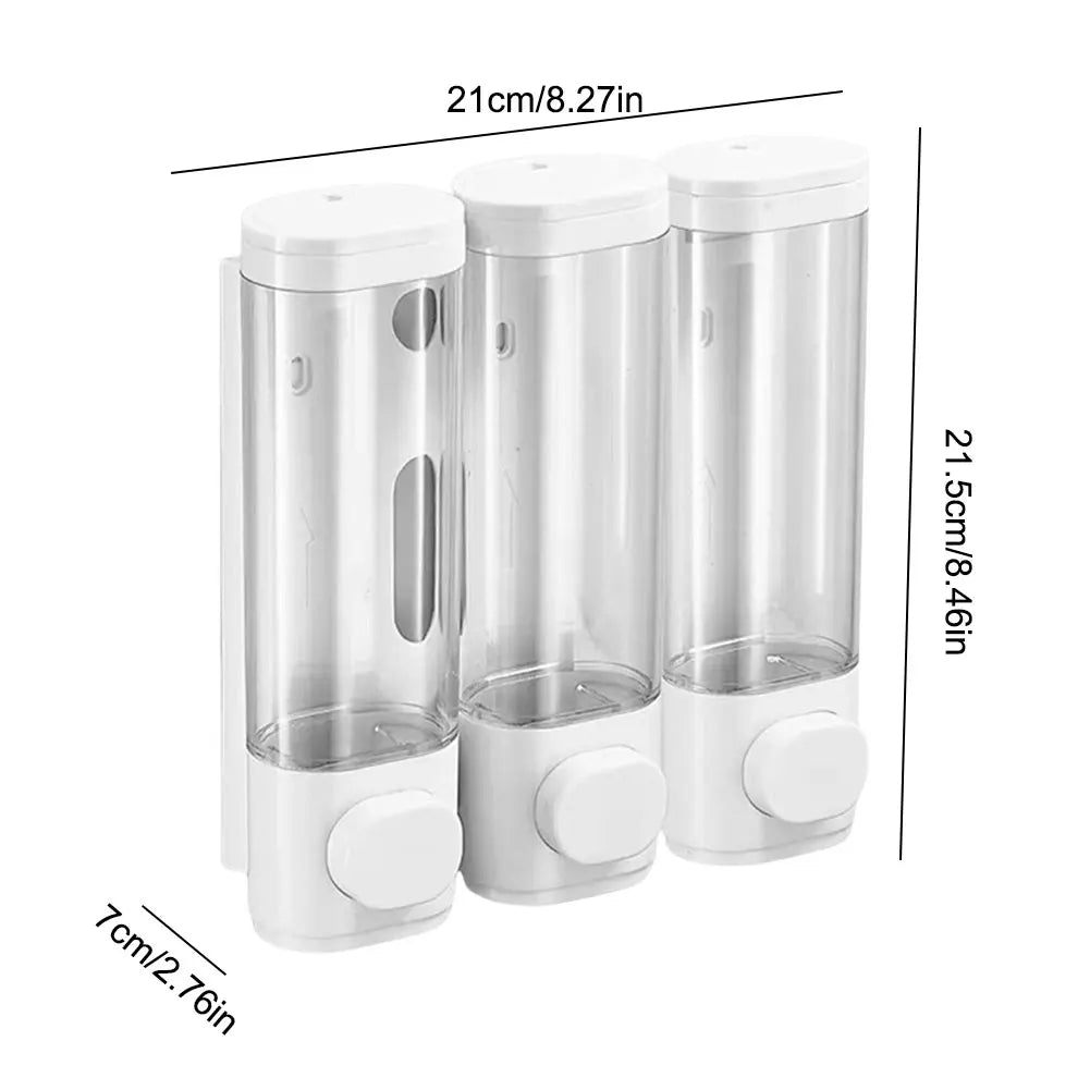 Wall Mounted Bathroom Liquid Soap Dispenser Three Head Hand Sanitizer Holder Wall Mount Soap Shampoo Gel Shower Liquid Container