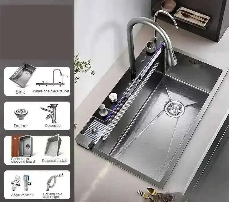 Sinks Creative Smart Kitchen Sinks for Apartments Modern Metal Multi-functional Sinks Kitchen Luxury Household for Rental Houses