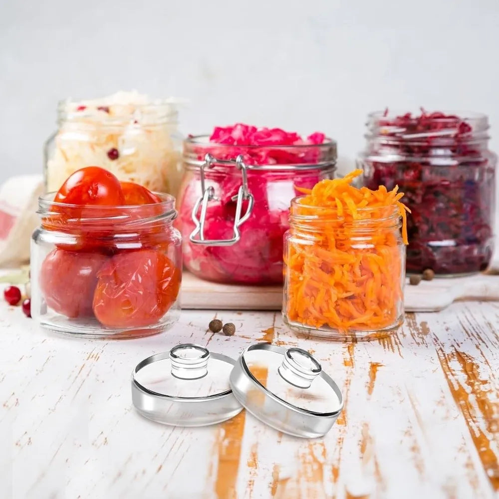 Fermented Glass Weights with Handle Sealed Wide Mouth Mason Jar Lid Kitchen Gadgets Clear Cheeseits Fermentation