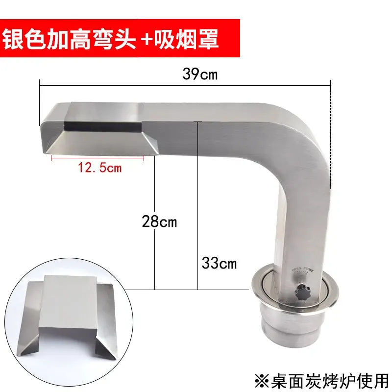 Commercial Heavy-Duty Stainless Steel BBQ Ventilation System Kit with 100mm Smokeless Exhaust Duct for Indoor And Outdoor Use