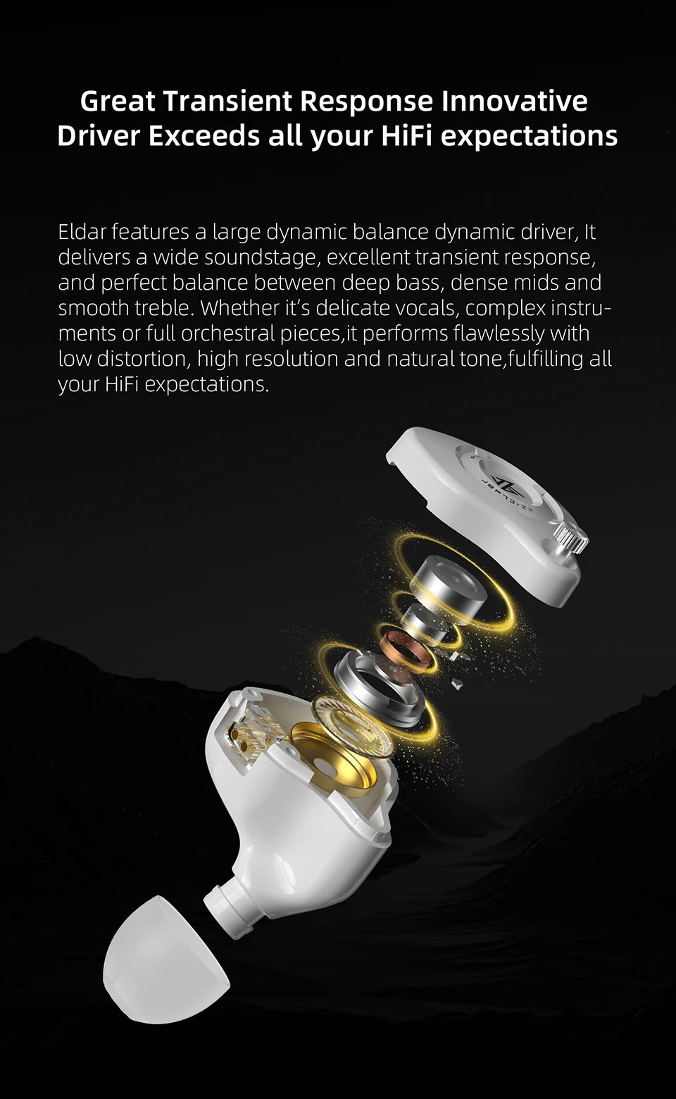 KZ Eldar 1DD In-Ear Monitor, Custom Dynamic Driver, Balanced Sound Fast Transient, HiFi Earphone