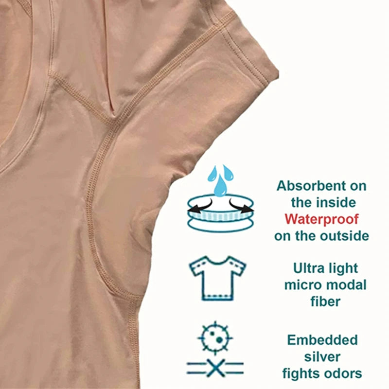 Wholesale Sweatproof Undershirt Men With Underarm Sweat Pads T Shirt Slim Fit V Neck