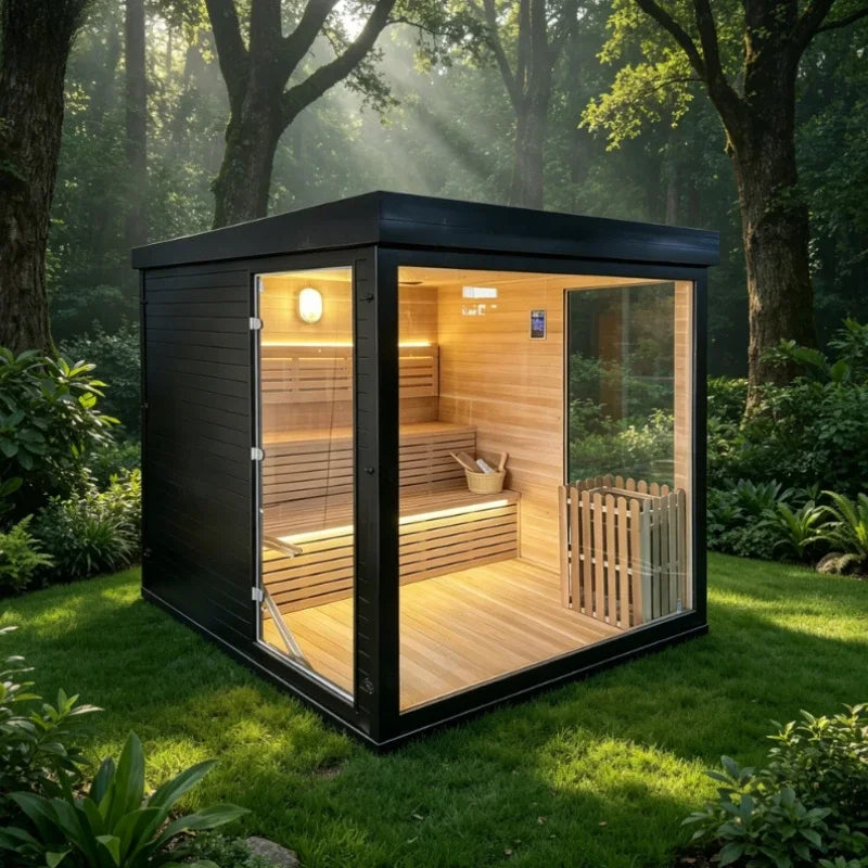 Traditional Outdoor Steam Sauna Room Customizable Size with Sauna Stove & Stones for Home