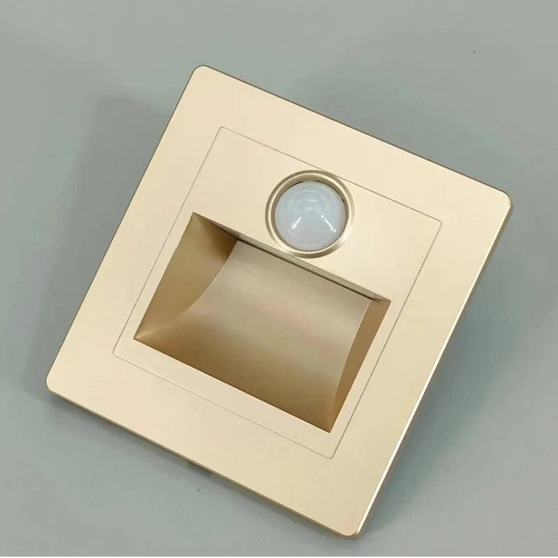Infrared Motion Sensor Stair Lights Indoor Outdoor Stair Step Wall Lamp 3W Recessed LED Step Light Staircase Bedroom Decoration