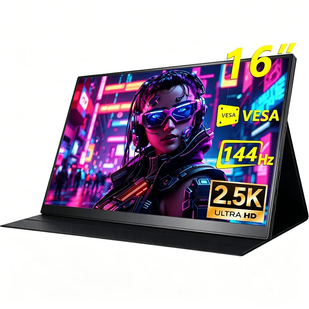 16" 2.5K 144hz Portable Monitor 2560*1600 16:10 100%sRGB Travel Gaming Display for Laptop Switch ps4 ps5 Xbox