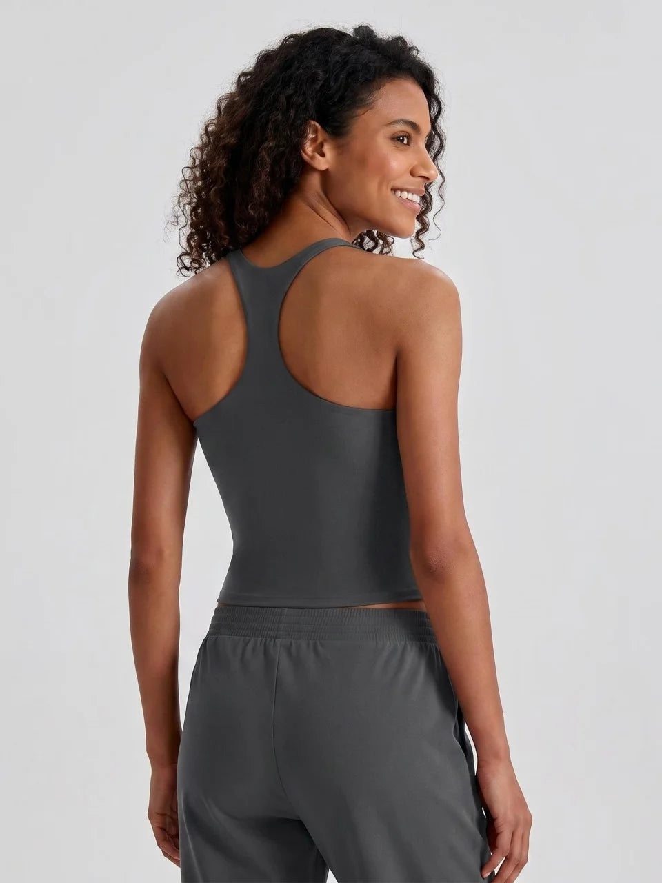 Longline Yoga Tank Top with Built in Bra Women Quick Dry Gym Camisole Workout Shirts Soft Slim Fit Sports Vest Athleisure