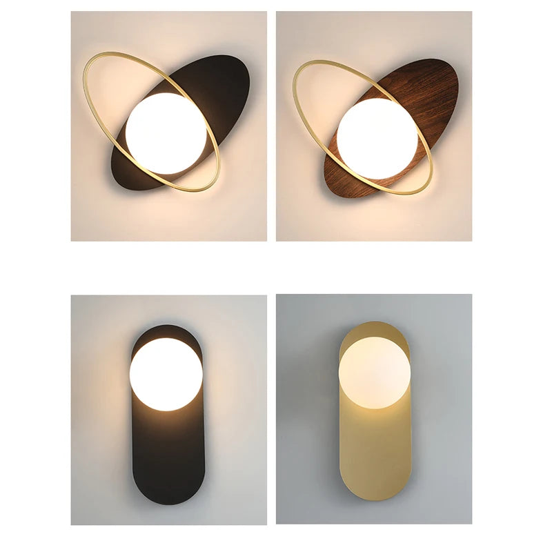 Modern LED Wall Lamps Black Gold Glass Ball Wall Sconces Living Rom Bedroom Hotel Decor Wall Lights Bedside Lights Aisle Lamp G9