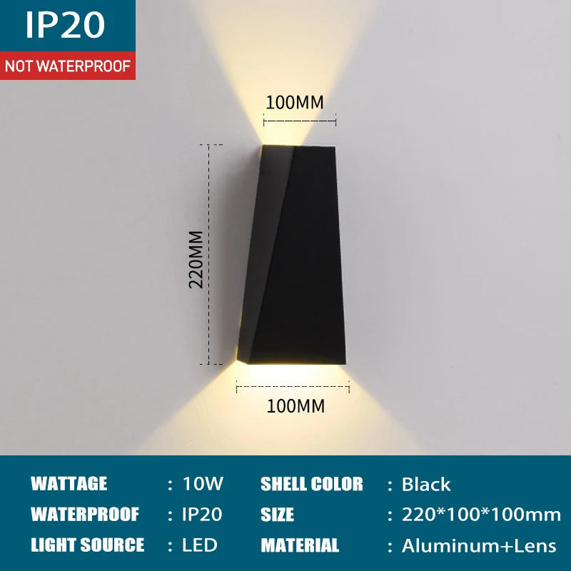 Outdoor LED Wall Lamp 6W 10W IP65 Waterproof Aluminum Wall Lights Porch Garden Fence Indoor Modern Nordic Sconce Lamps AC85-265V