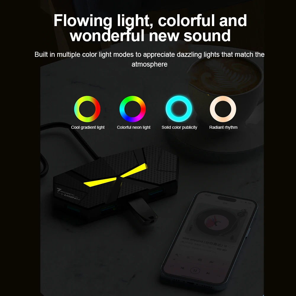7-in-1 USB Docking Stations USB 3.0 HUB USB Splitter Adapter OTG 5Gbps High Speed Transmission TYPE C Power Supply For PC Laptop