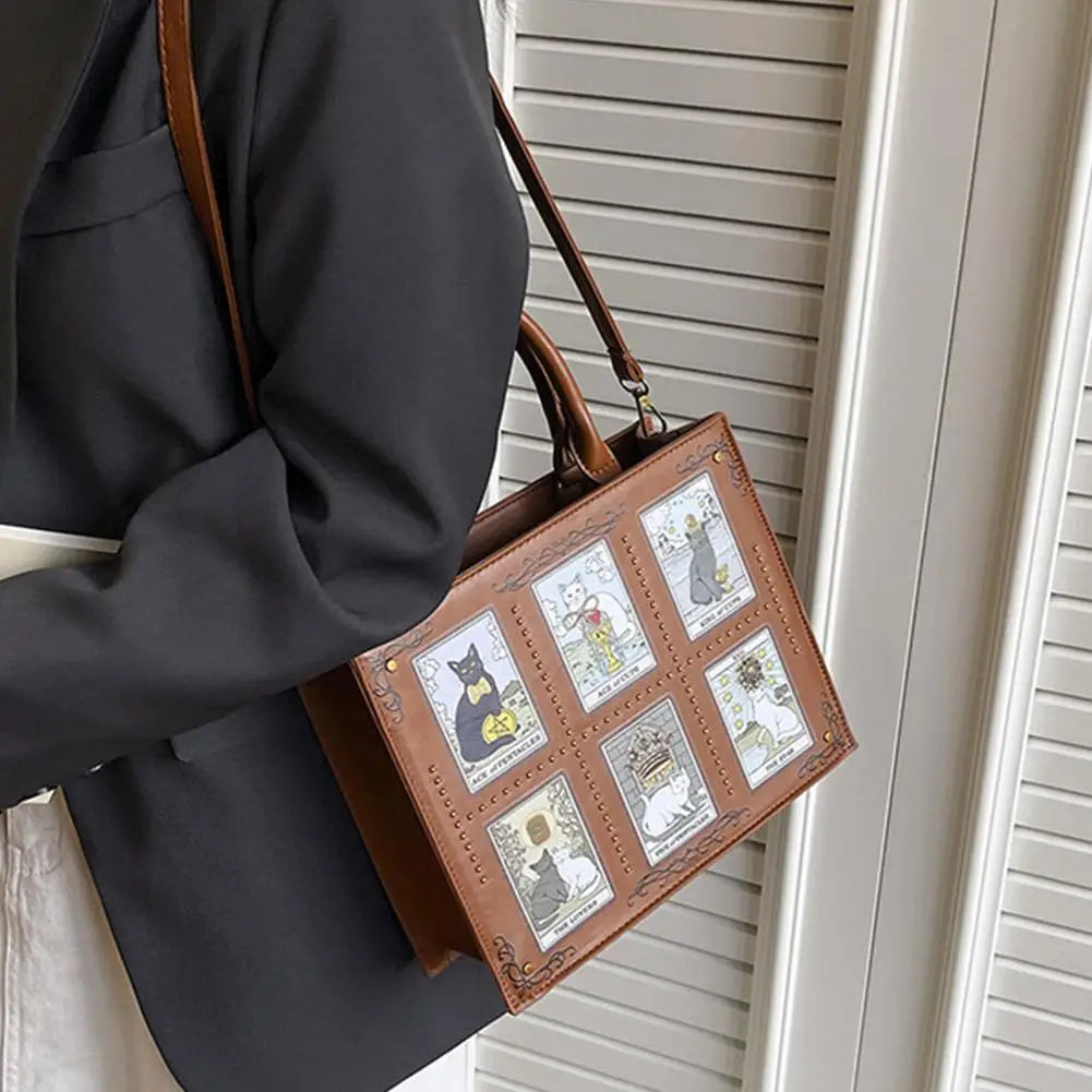 High-end Fashion Summer New Handbag With Delicate Embroidery Cat Printing Multi-layer Storage Woman Tote Bag For Dating & Daily