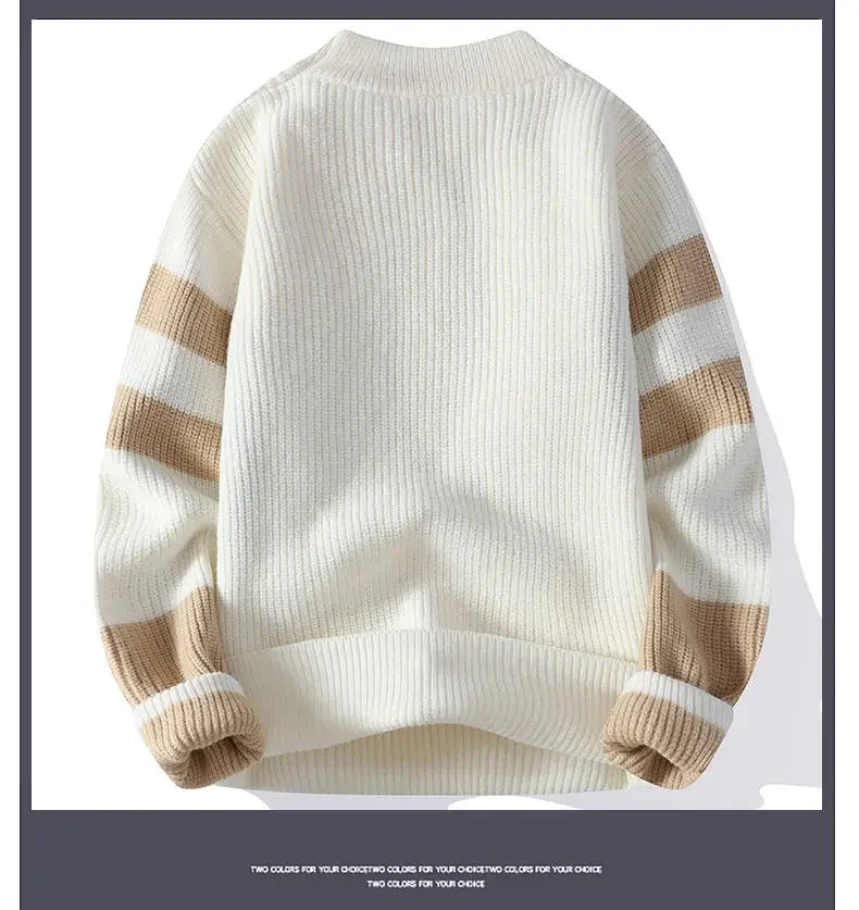 Sweaters men 2026 winter korean style mens warm sweater mens fashion sweaters Splicing color patterns Men's wool pullovers male