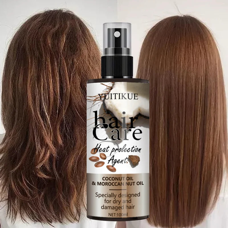 YUITIKUE Coconut Oil & Moroccan Nut Oil Hair Care Spray Heat Protection Agent Nourishing Repair for Dry Damaged Hair