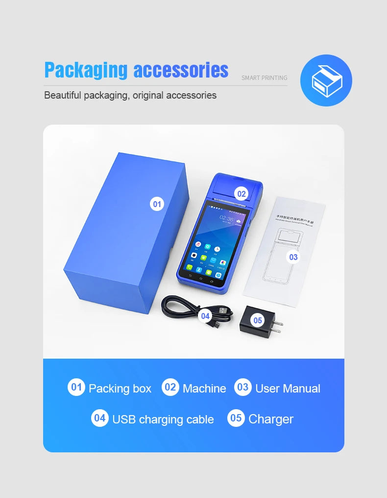 SDK 5" 4G Handheld Cash Register POS Machine Mobile Android System Pos Terminal Wi-Fi USB Printer Barcode Scanner NFC Reader