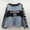 WTHT New Trendy Women's Heavy Industry Diamonds Patchwork Letter Print Sweatshirt 2025 Autumn O-neck Pullovers Female 1LS2533