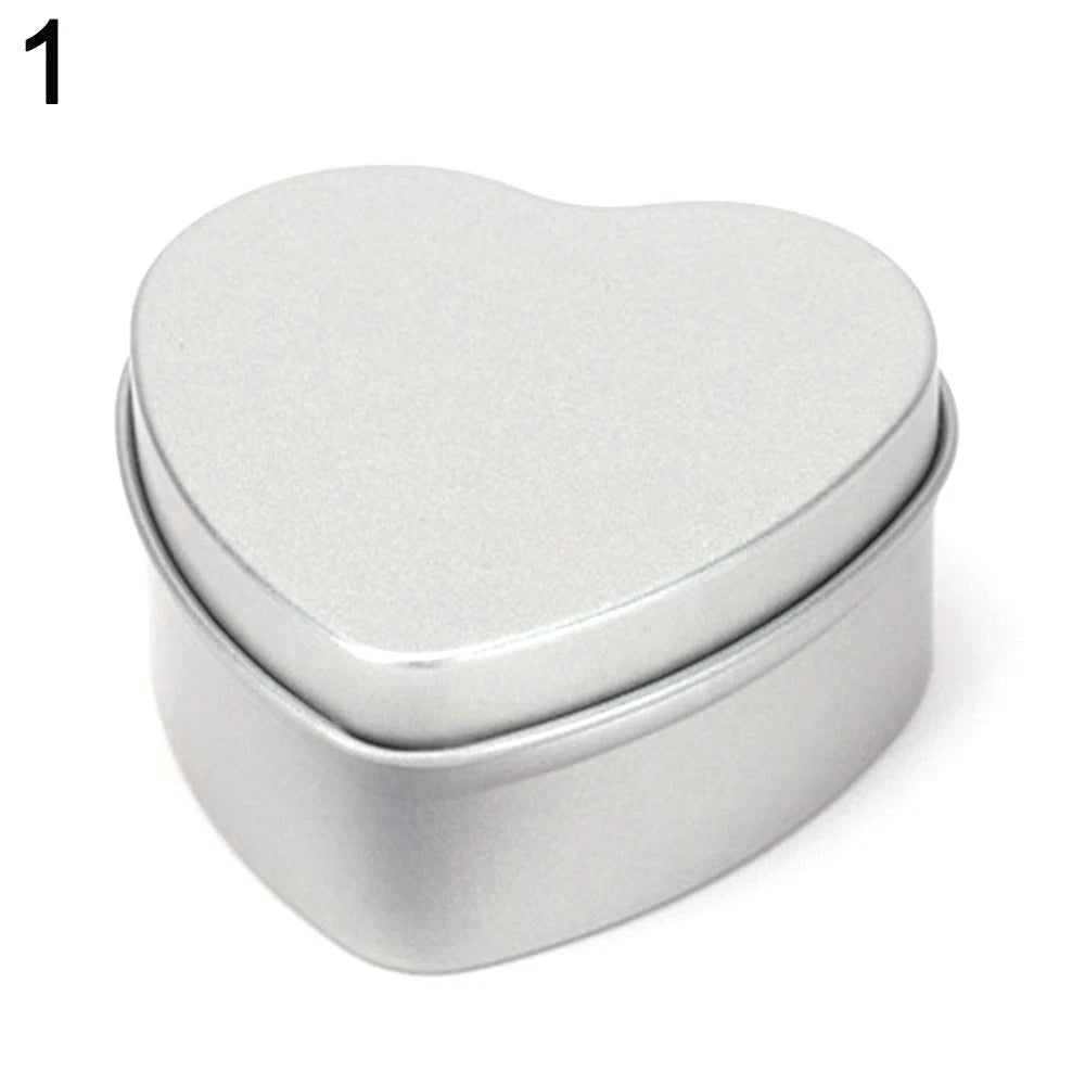 Heart Shape Metal Box Aluminum Tin Jar for Cream Balm Nail Candle Cosmetic Container Refillable Tea Cans Candy Packaging Box 1Pc