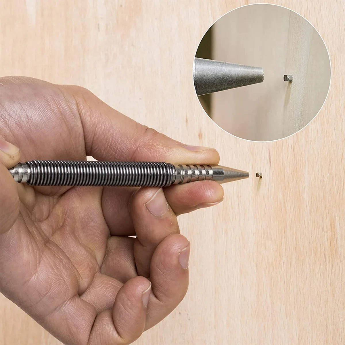 Spring Center Punch Hammerless Dual Head Nail Setter Spring Loaded High Carbon Steel Nail Punch Door Hinge Pin Remover Tool