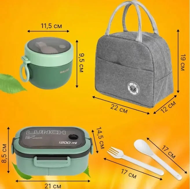 Portable Single Double-layer Lunch Box with Fork And Spoon - Compartment Fruit Food Container for Microwave And Picnic Freshness