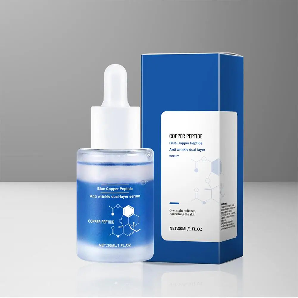 Blue Copper Peptide Face Serum Moisturizing Plumping and Radiant Skin Care Rejuvenation Repair Facial Essence