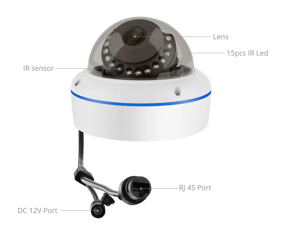 8CH 5MP POE Dome Security Camera System IP Camera Vandal-proof Indoor Home CCTV Video Record Surveillance Protection Kit