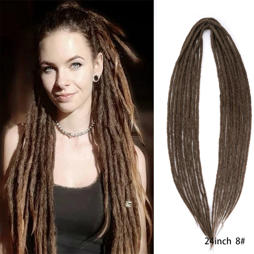Dreadlock Extensions Handmade Crochet Hair Synthetic 24 36 Inches Dread Extension Crochet Braids For Women Dreadlocks Hair