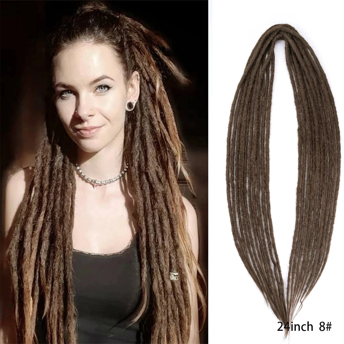 Dreadlock Extensions Handmade Crochet Hair Synthetic 24 36 Inches Dread Extension Crochet Braids For Women Dreadlocks Hair