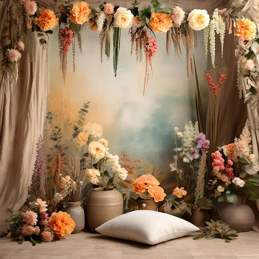 Interior Arch Boho Floral Photography Background Adult Birthday Wedding Maternity Portrait Decor Backdrop Photo Studio Supplies