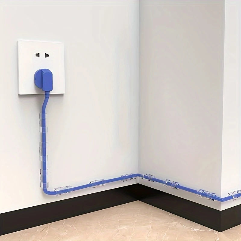 30 Transparent Adhesive Cable Clips, Durable Plastic Wire Organizer, Power Cord Management, Desktop Bottom Wall Fixing