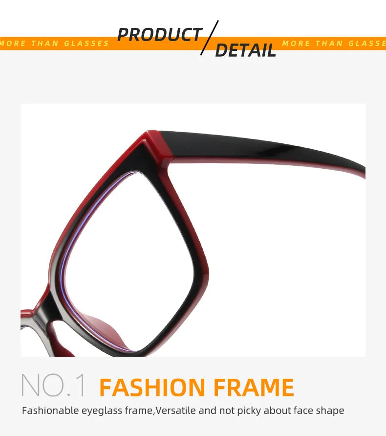 Fashion Double Color Women Cat Eye Glasses Frame Retro TR90 Clear Anti-Blue Light Eyewear Men Optical Blue Yellow Frame