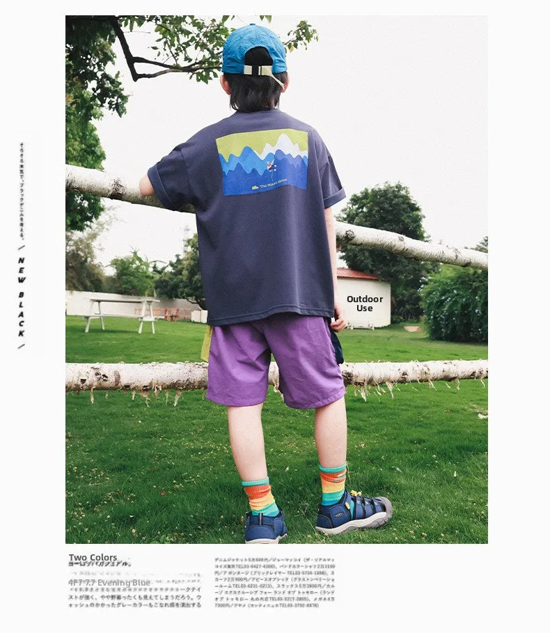 Quick Dry Children's Shorts Boys' Color Block Workwear Summer New Arrival Kids' Clothing Elastic Waist Straight Leg Pants