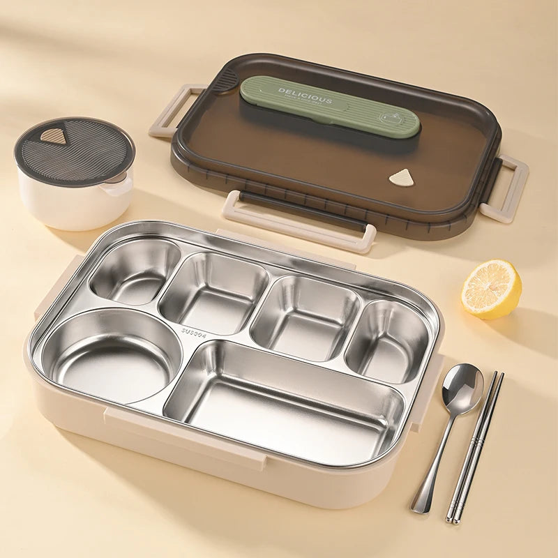 Portable Insulated Stainless Steel Lunch Box for Office Workers And Students Sealed Bento with Microwave Heating Food Container