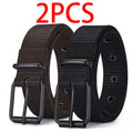 2pcs Men's casual canvas belt, golf belt, durable outdoor sports pants belt, jeans belt, suitable for daily leisure and sports