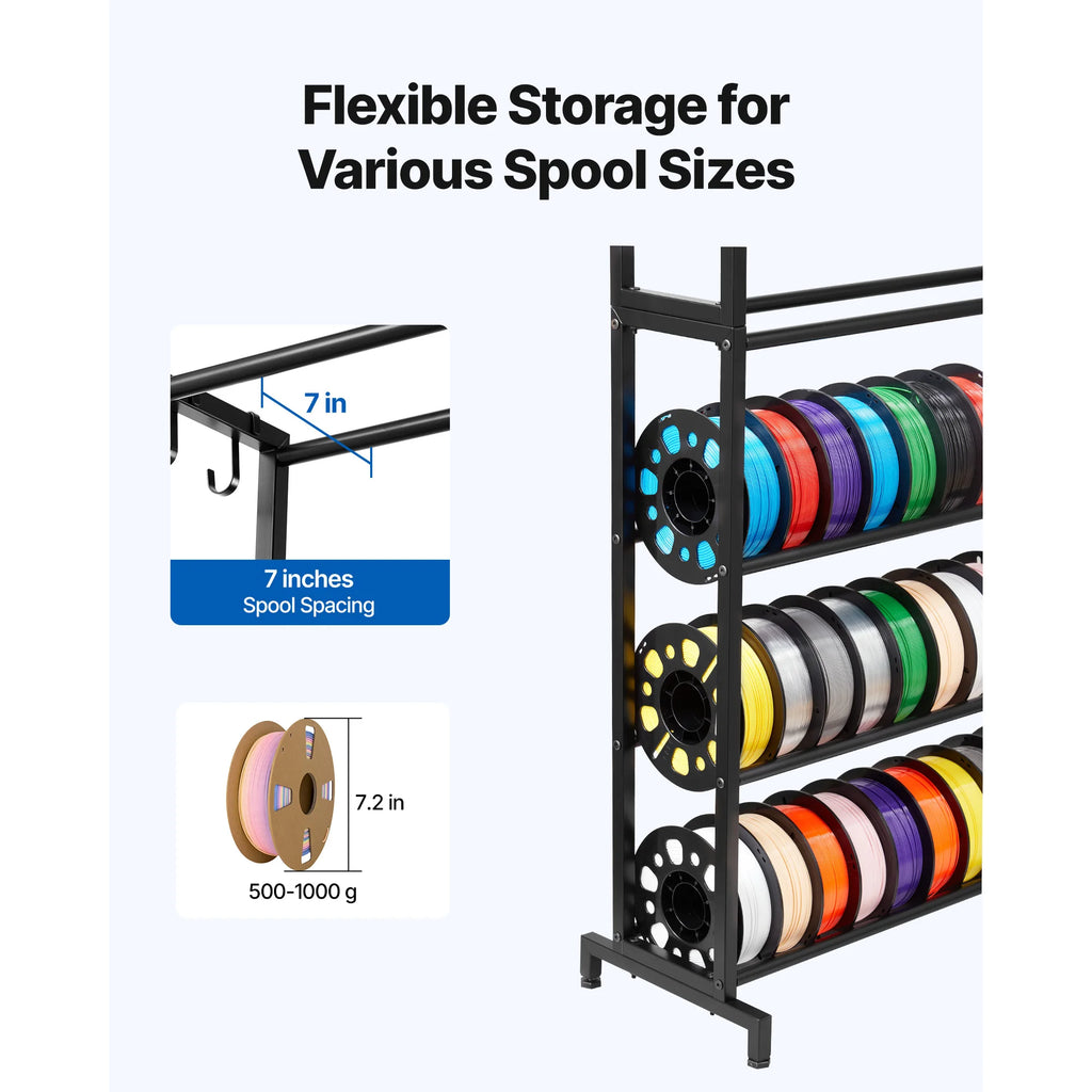 SucceBuy 5/7 Tier 3D Printer Filament Storage Rack Filament Spool Holders Storage Shelves for Home Office 3D Printing Studio