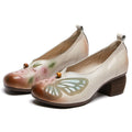 GKTINOO Spring Women Pumps Retro Lady 5CM High Heels Slip On Platform Pumps Handmade Women Genuine Leather Shoes