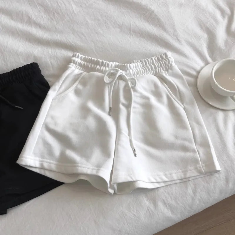 Womens High Waist Sporty Shorts Elastic Waist Loose Fit Versatile Three Quarter Length Hot Pants Summer Outdoor Breathable Short