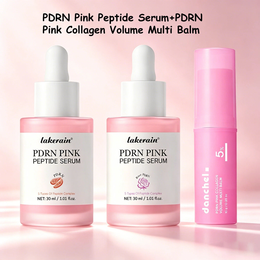 2pcs Salmon PDRN Pink Peptide Facial Serum & PDRN Pink Collagen Volume Multi Balm Deep Hydration Moisturization Plump Skin Care