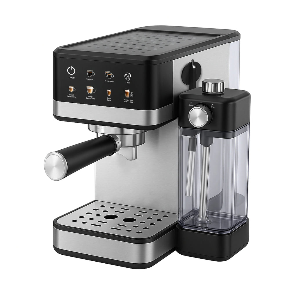 15 Bar Touch Menu Digital Semi Automatic Espresso Coffee Machine With Frothing Milk Tank Home Use