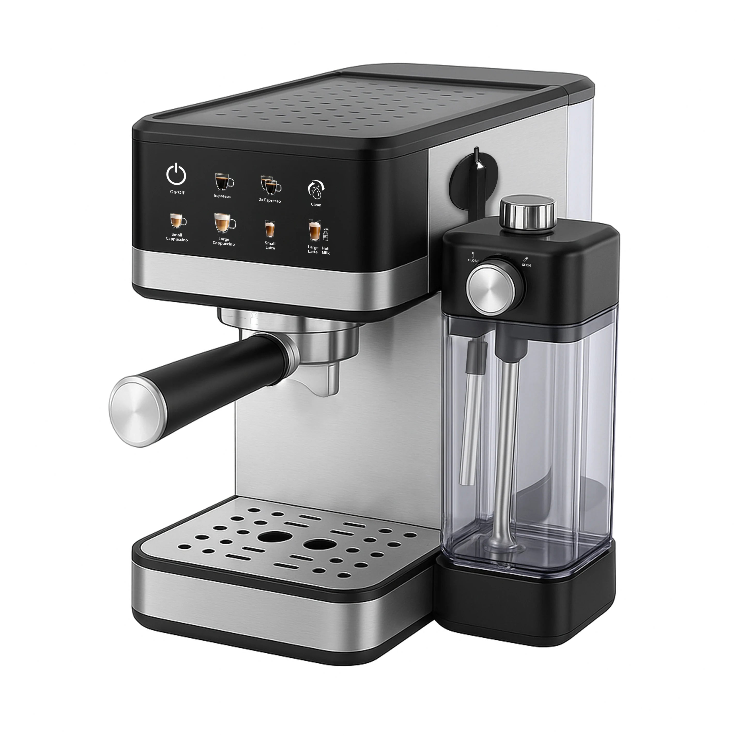 15 Bar Touch Menu Digital Semi Automatic Espresso Coffee Machine With Frothing Milk Tank Home Use