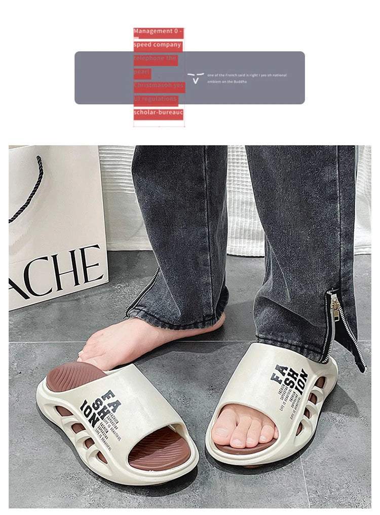 2026 EVA Soft Sole Male Slides New Summer Men's Slippers Breathable Hollow Beach Sandals Light Comfortable Indoor Flip Flop