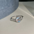 New Blue Planet Star Moon Rings for Women Zircon Rhinestone Pearl Open Finger Rings Sweet Party Y2K Jewelry 2000S Girls Gifts