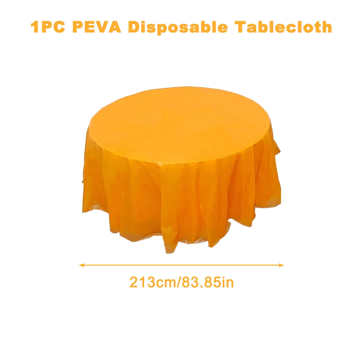 Round Tablecloth White Plastic No Stitch Fabric Elegant Solid Table Cloth for Christmas Birthday Wedding Party Hotel Decoration
